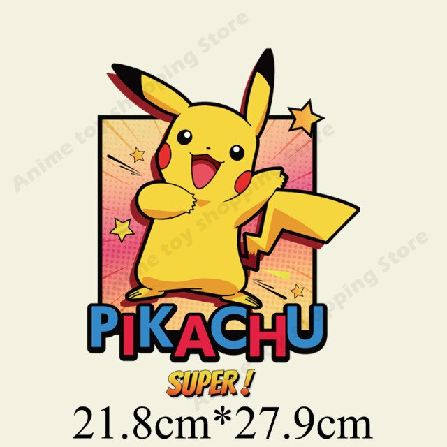 Pokemon Iron on heat Transfers Clothing Patches Pikachu Sewing T-shirt –  Walt's Attic